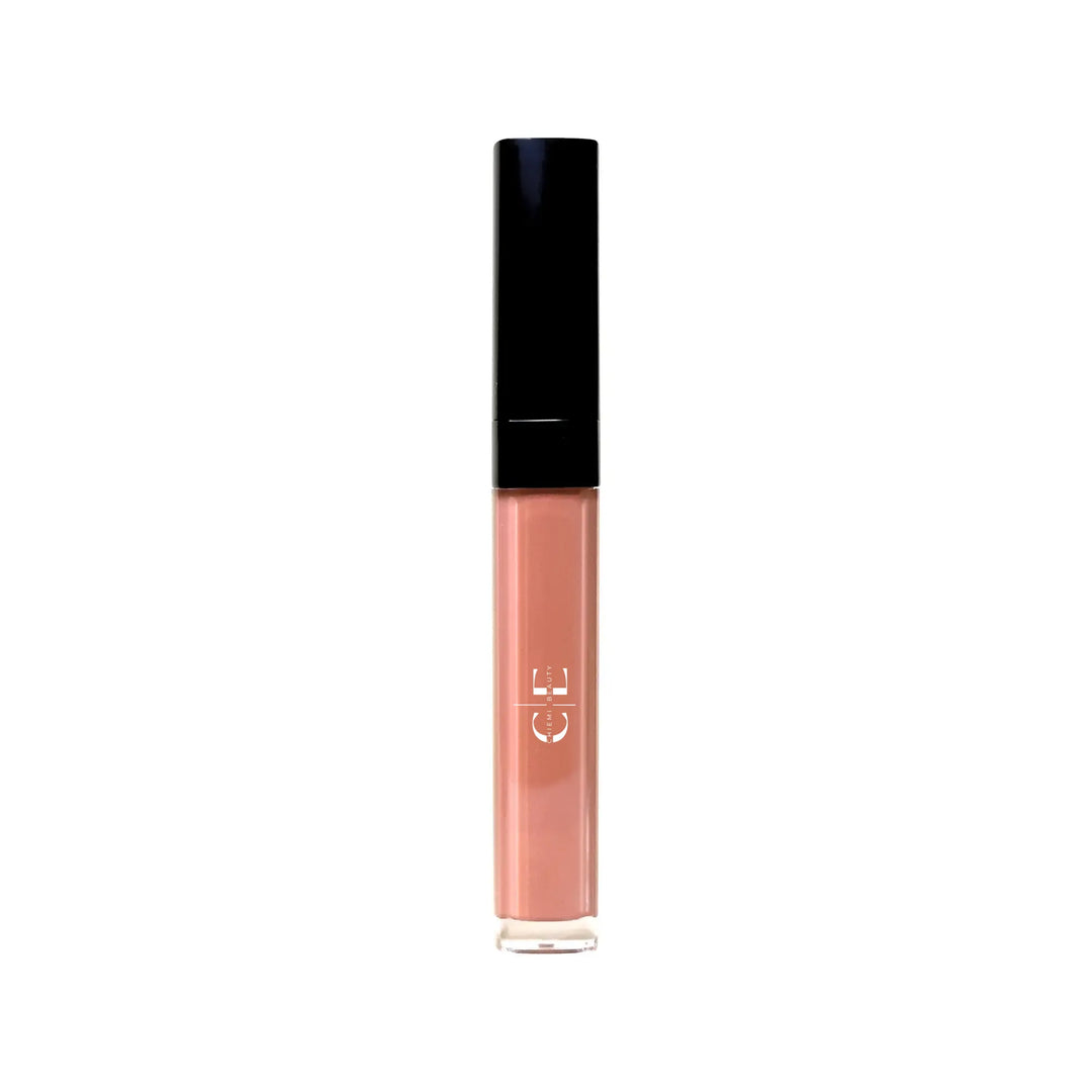 ChiEmi Beauty pink lip oil with a rich purple tint, delivering high-shine hydration and a juicy, glassy finish that enhances natural lip color.